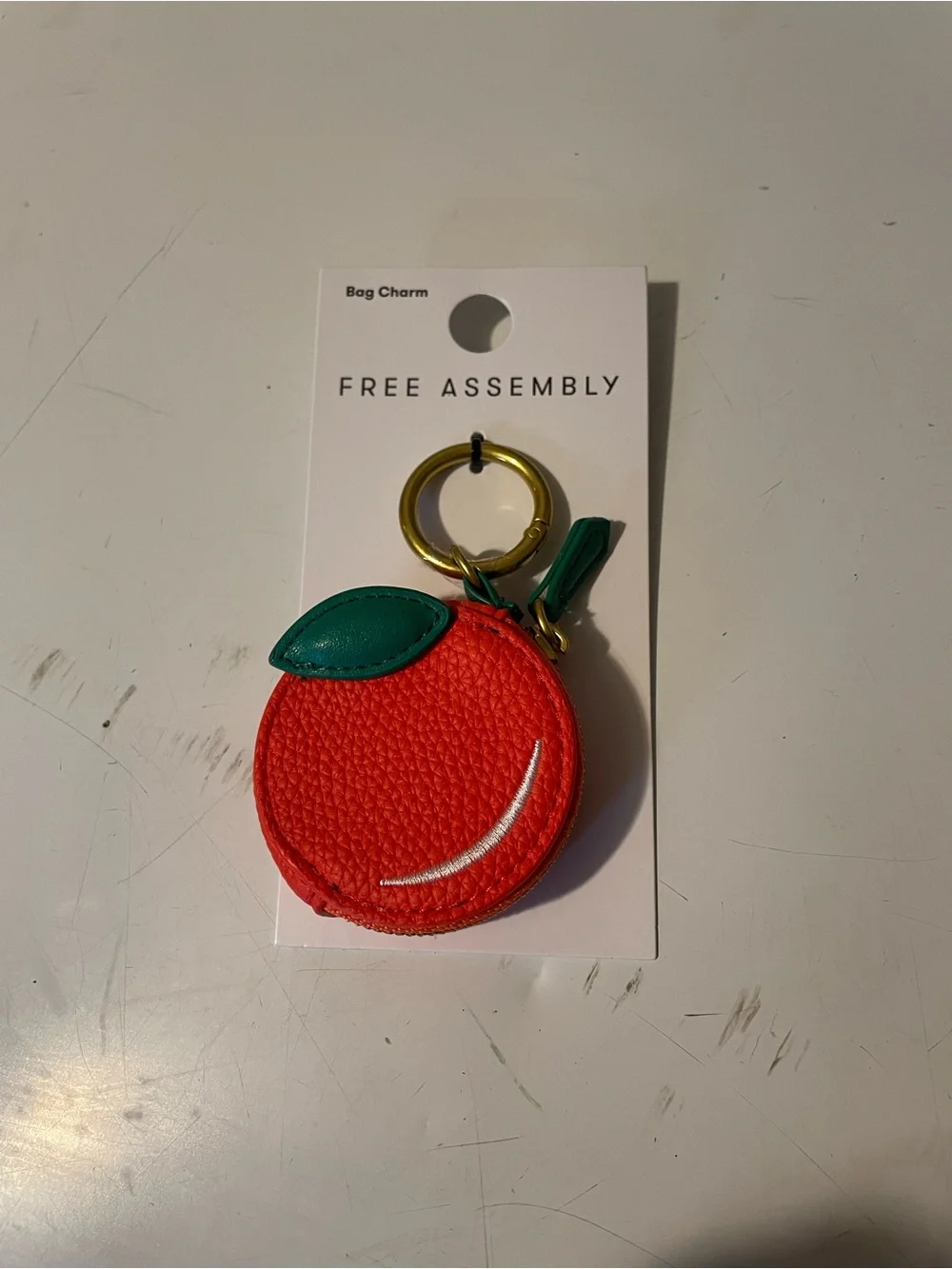 Free Assembly orange Coin Purse Keychain - with Green Leaf - Picture 2 of 2